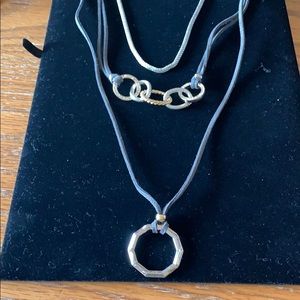 Convertible gray and mixed metal necklace